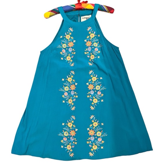 SAVANNA JANE Halter Mini Tent Dress Floral Embroidery Fully LIned Womens… - Picture 3 of 6